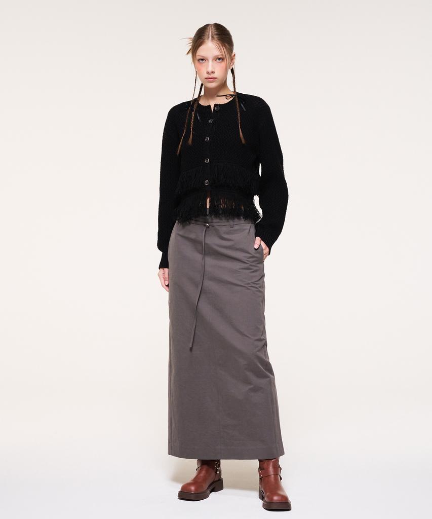 Etmont Belt Long Skirt, Charcoal