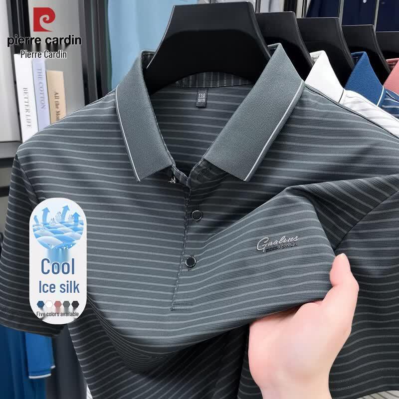 Pierre Cardin Men s Ice Silk Striped Polo Shirt L