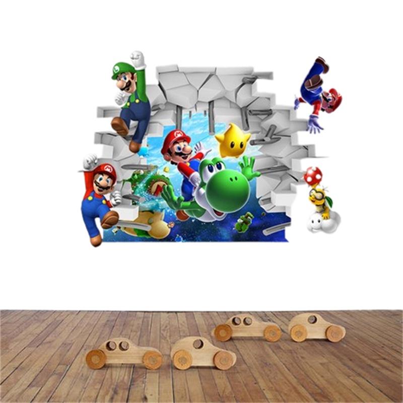 3D Наклейка на стену Марио для детей Super Mario ПВХ Мультяшная декаль