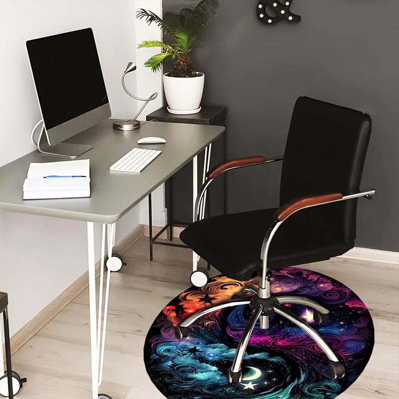 

1pc Office Carpet Chair Mats Cosmic Yin Yang Swirls Perfect for Decorating Office Chairs, Living Rooms, Or Bedrooms 80cm