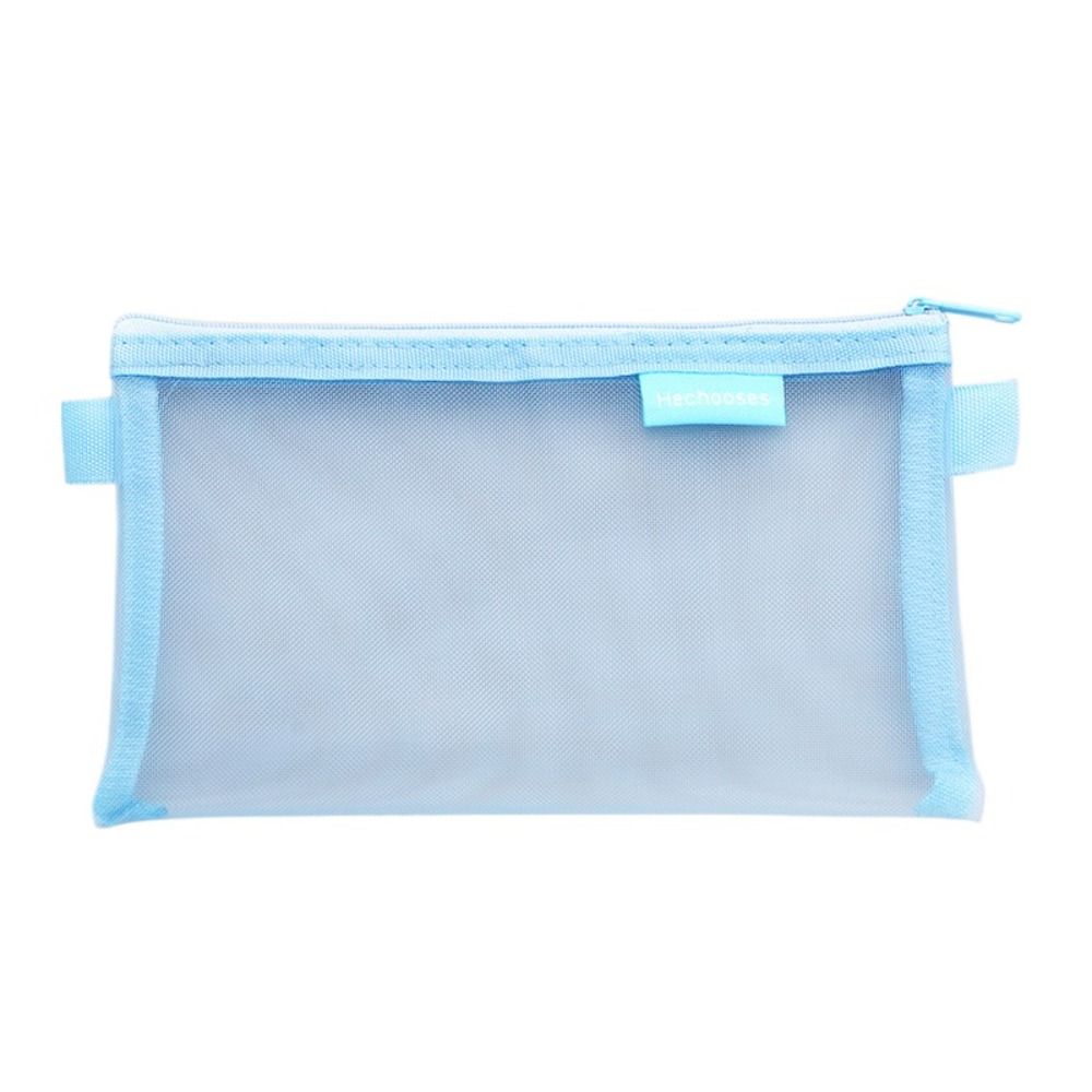 

Solid Color Mesh Coin Purse Transparent Mesh Cosmetic Bag Portable Mini Coin Purse Gift синий