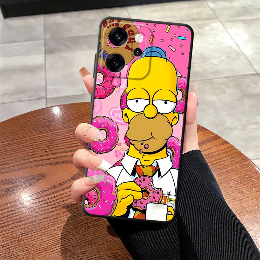 Phone Cover Case for Oppo A76 F9 F11 F29 A93 A98 A96 A74 A84 A78 Reno 4F 5 6 7 8 10 11 14 A83 S-simpsons Donut
