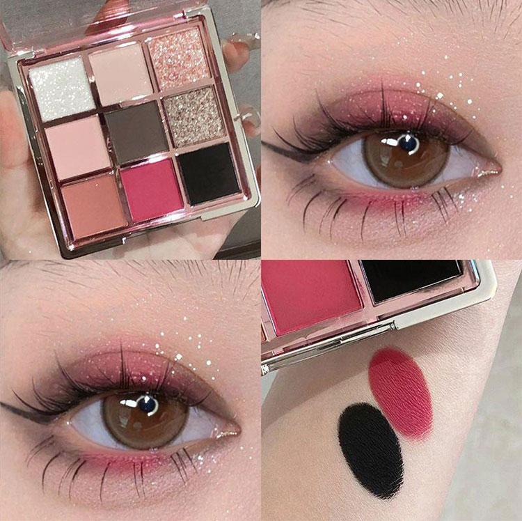 Punk Smokey Matte Glitter Eyeshadow Palette with 9 Cool Toned Colors
