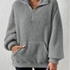 New Women's Plush Lined Stand Collar Sweatshirt, Half Zip Casual Pullover Top with Fleece Lining for Autumn Winter Warm Sports Wear
