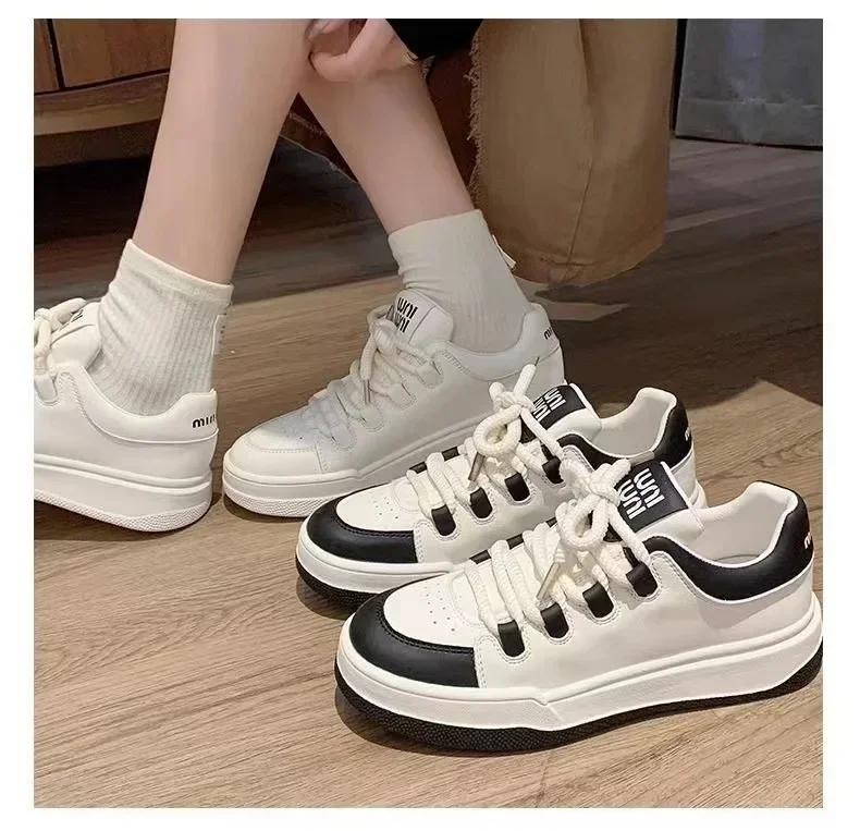 White Casual Sport Sneakers for Women Spring Autumn New Designer Board Luxury Shoes Female Fashion Solid Color  Mujer