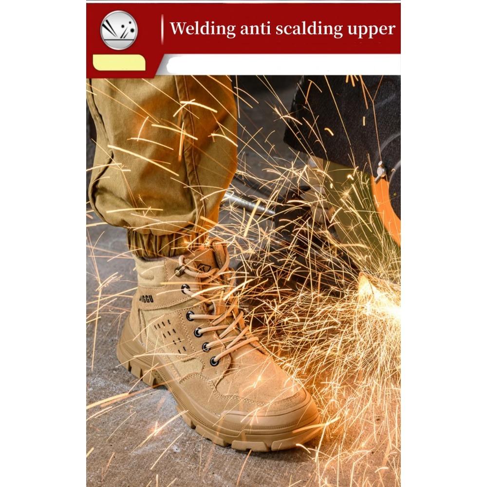 Safety Boots Men Electric Welder Indestructible Steel Toe Shoes Protective Work Boots Anti-smash Anti-puncture Work Safety Shoes