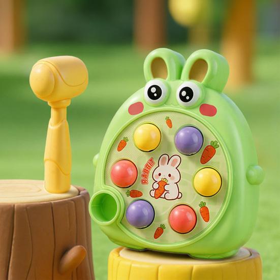 Kids Mole Tapping Toy with Hammer Cartoon Shark Rabbit Push Button Game Console Toddlers Boys Girls Educational Push Button Toy