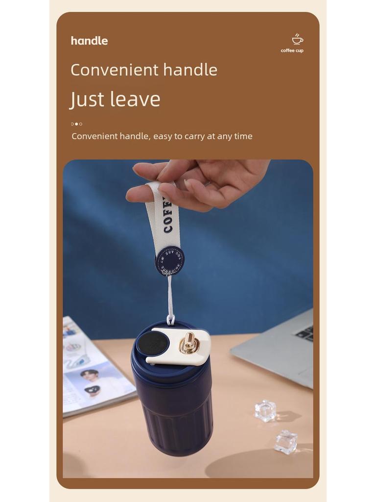 Portable Cute Thermos Cup with Smart Temperature Display – 316 Stainless Steel Travel Mug with Carrying Rope