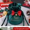 Christmas Apple Flannel Drawstring Gift Bag with Bowknot for Children's Candy