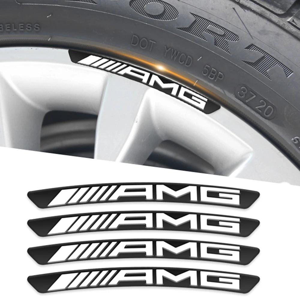 4Pcs Car Wheel Badge Sticker Emblem for Mercedes benz AMG Brabus 4 MATIC W124 W205 W211 W203 W204 W168 CLA CLK CLS GLA GLC C180