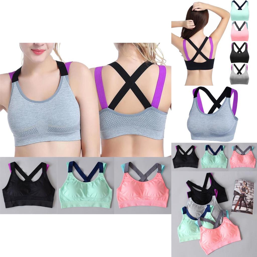 Lovely Push Up Sports Bra With Cross Straps For Yoga And Fitness Activities