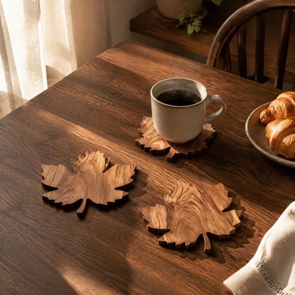Rutschfeste Ahornblatt Holzuntersetzer Hitzebeständig Tassenunterlage Kaffeetassenuntersetzer Partygeschenke