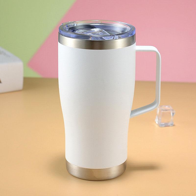 20oz Stainless Steel Double Walled Tumbler With Lid And Handle Travel Mug Colourful Tumbler Double Wall Vacuum