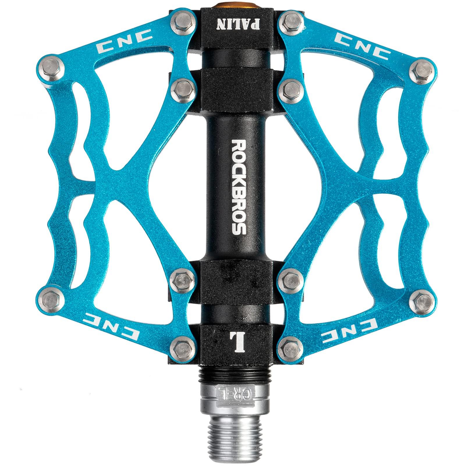 

ROCKBROS Велосипедные Кросс Алюминиевые с Педалями, Велосипед/МТБ, Сплав, Легкие, Нескользящие, Подшипники, 9/16 (синий) [Использовал] синий