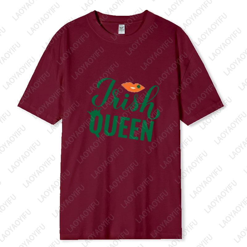 St Patricks Day King and Queen Printed Cotton TShirt Matching Couple Outfit Lovers Shamrock Husband Wife Tee Mr and Mrs Tops