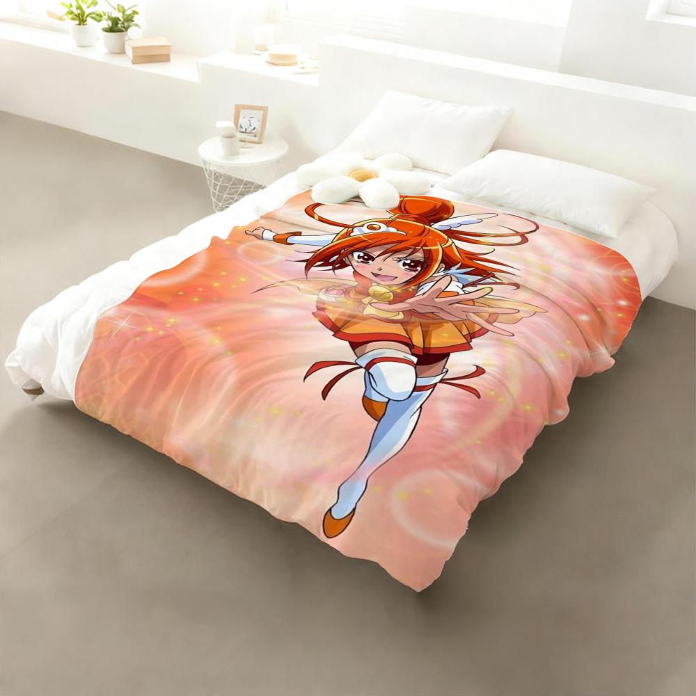 

Anime Smile Precures Throw Flannel Throw Blanket: Soft Kid-Friendly Warm Anti-Static All Season Washable Couch Bed Home 75x90cm