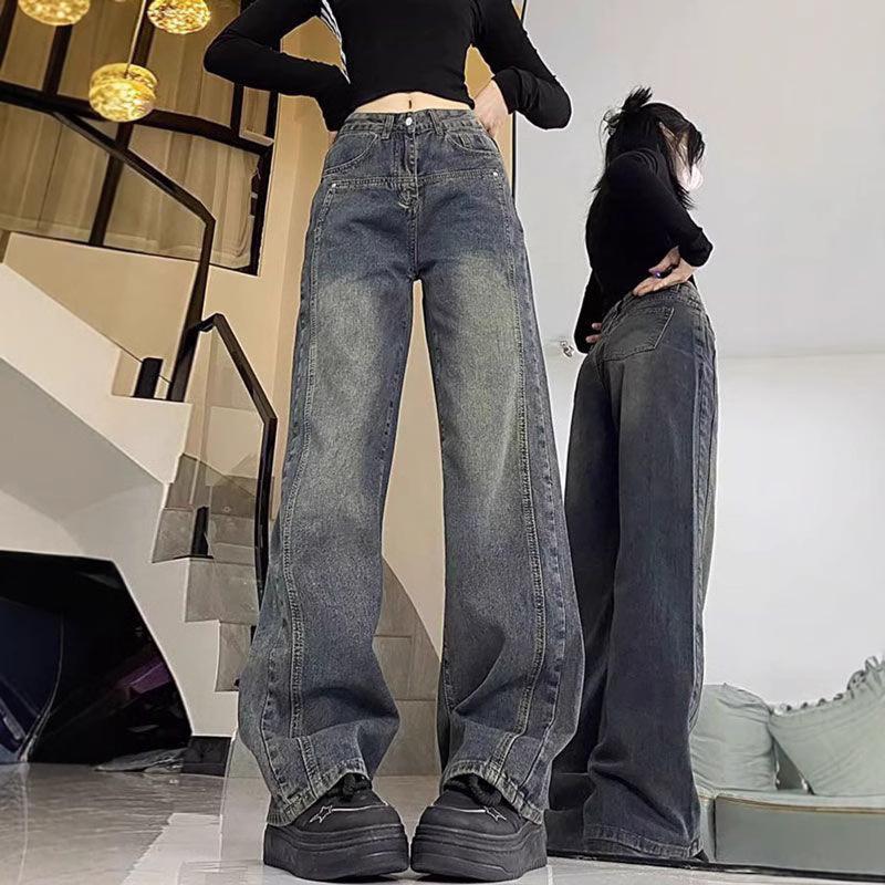 

2024 Retro Wide-Leg High Waist Women s Jeans - Autumn Loose Fit S