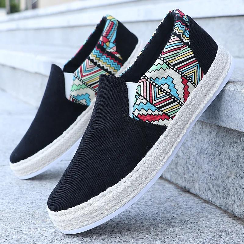 Fashion Autumn men's casual shoes, light blue summer shallow mouth fisherman's shoes, canvas board shoes, ethnic style board shoes
