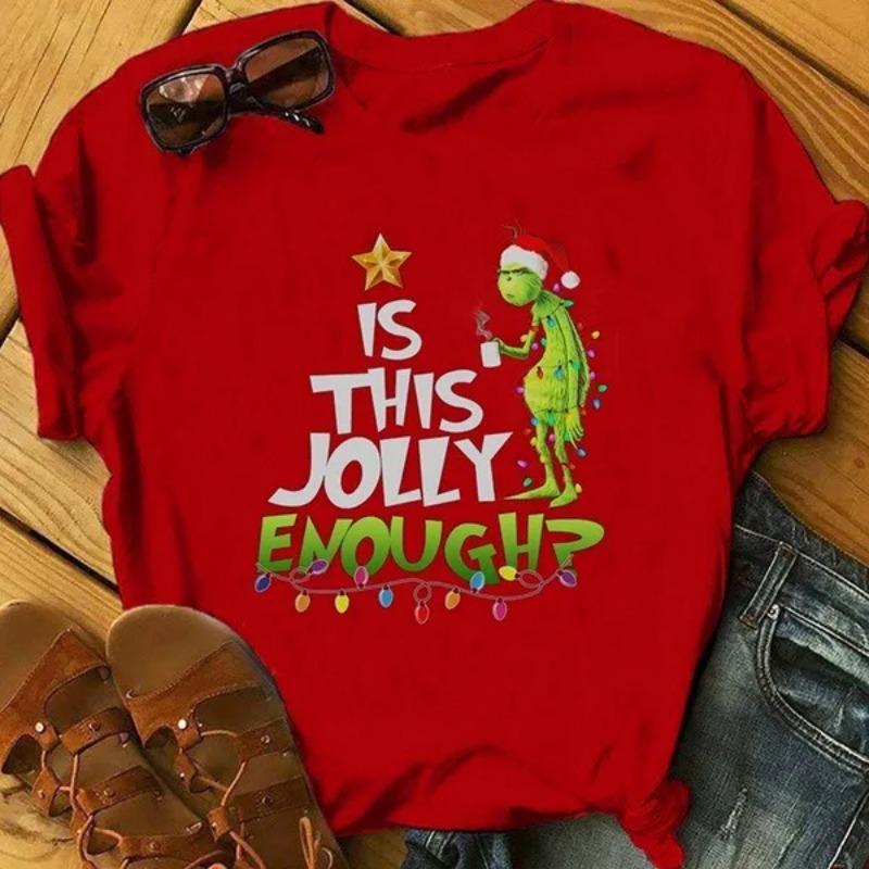 Christmas Cartoon Green Fur Monster 3D Printed Women's Short Sleeve Tees Top Kids Girl Casual Pullover