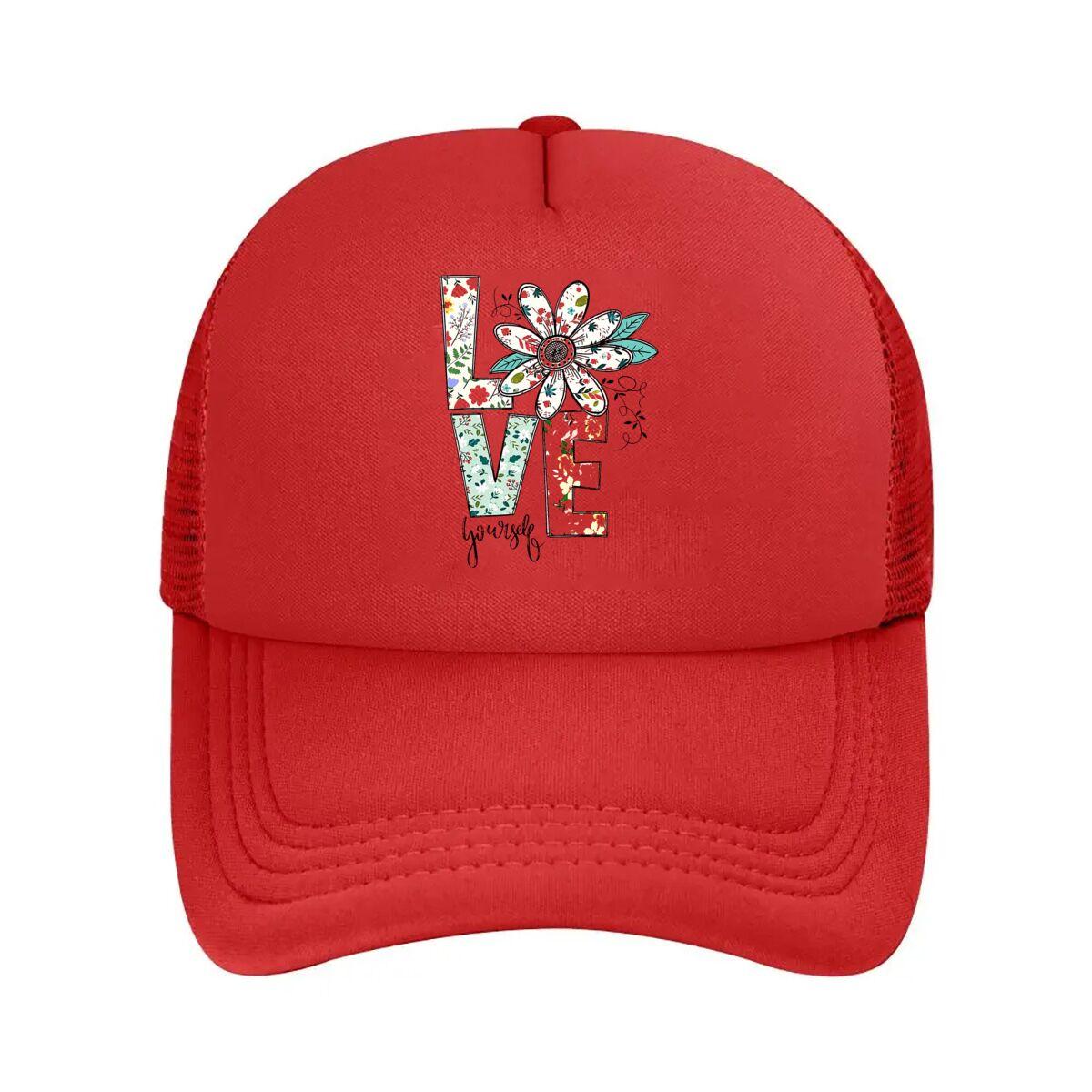 Floral LOVE Self Love Mesh Baseball Cap Hip Hop Adjustable