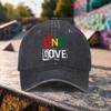 Gorra de Béisbol Lavada con Estampado Reggae One Love Ajustable Algodón Snapback Unisex