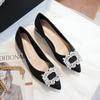 Women Ballerinas Flats 2026 Autumn Rhinestone Pointed Toe Shallow Mouth Comfortable Elegant Low Heel Soft Sole Single Shoes