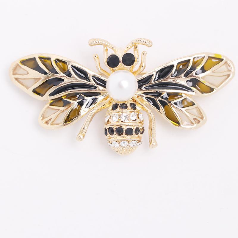 Pearl Bee Brooch Anti-light Diamond Insect Brooch Premium Niche Women's Pin with Accessories