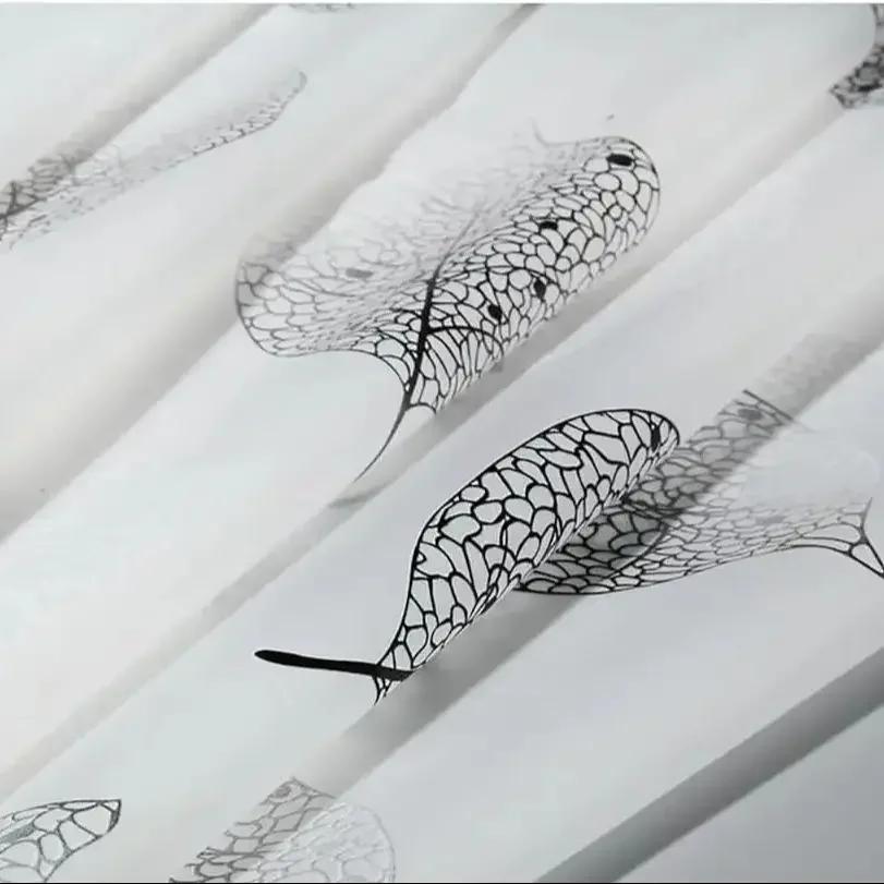1 Pc Lightweight Black Leaf Pattern Shower Curtain Peva Plastic Waterproof Bathroom Curtain Bathroom Partition For Home