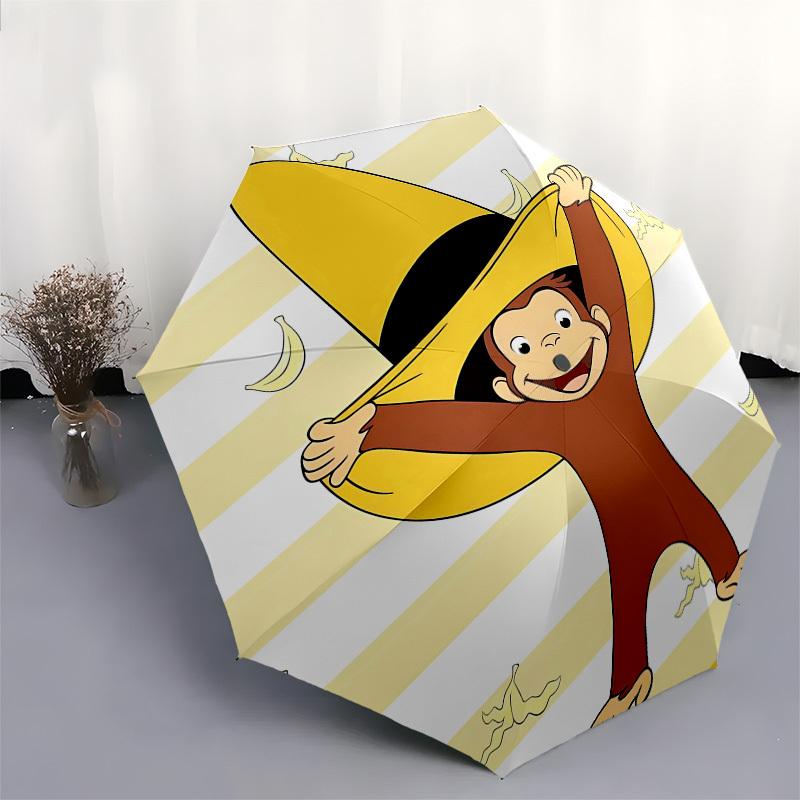 Curious George, sombrero Automatic Opening and Closing, 8 rib Structure Portable Umbrella, Suitable for Men and Women in All Seasons Perfec