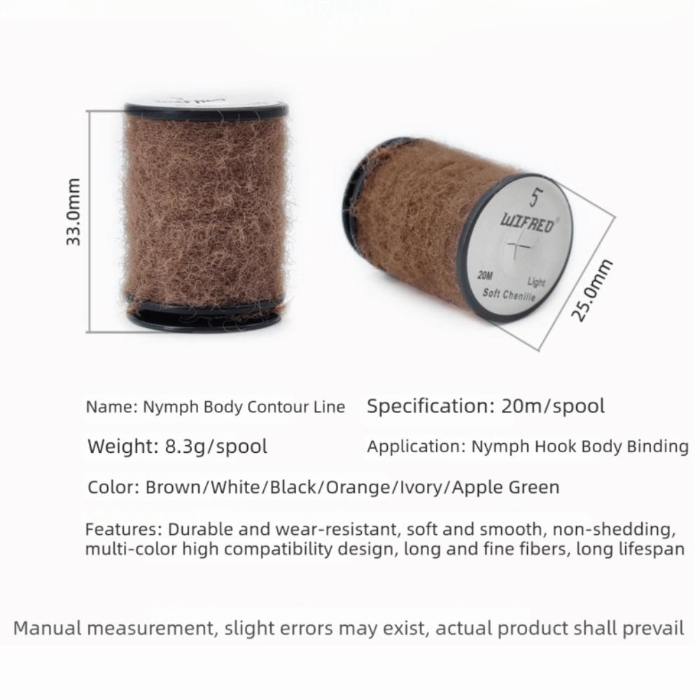 20m Spool Fly Tying Material Natural Curved Dubbing Biomimetic Body Line Chenille Fly Tying Material Body Line