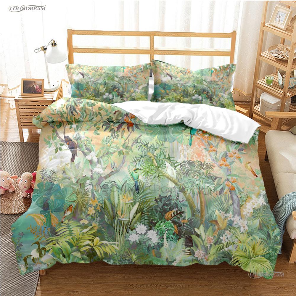 Tropical Leaf Fashon Duve All Season Duvet Cover Comforter Bedding Set Soft Quilt Cover and Pillowcases Single/Double/Queen/King