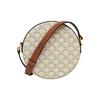 Celine Triomphe Classic Monogram Print Zipper Closure Canvas And Lambskin Round Bag Women Shoulder Bag White 10G342CAM-01TA