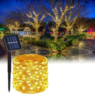 1 pz 50/100/200/300 Luci Solari a Filo Luci Fatate, Luci di Natale Impermeabili Ghirlanda da Esterno Alimentazione Solare Natale per Giardino
