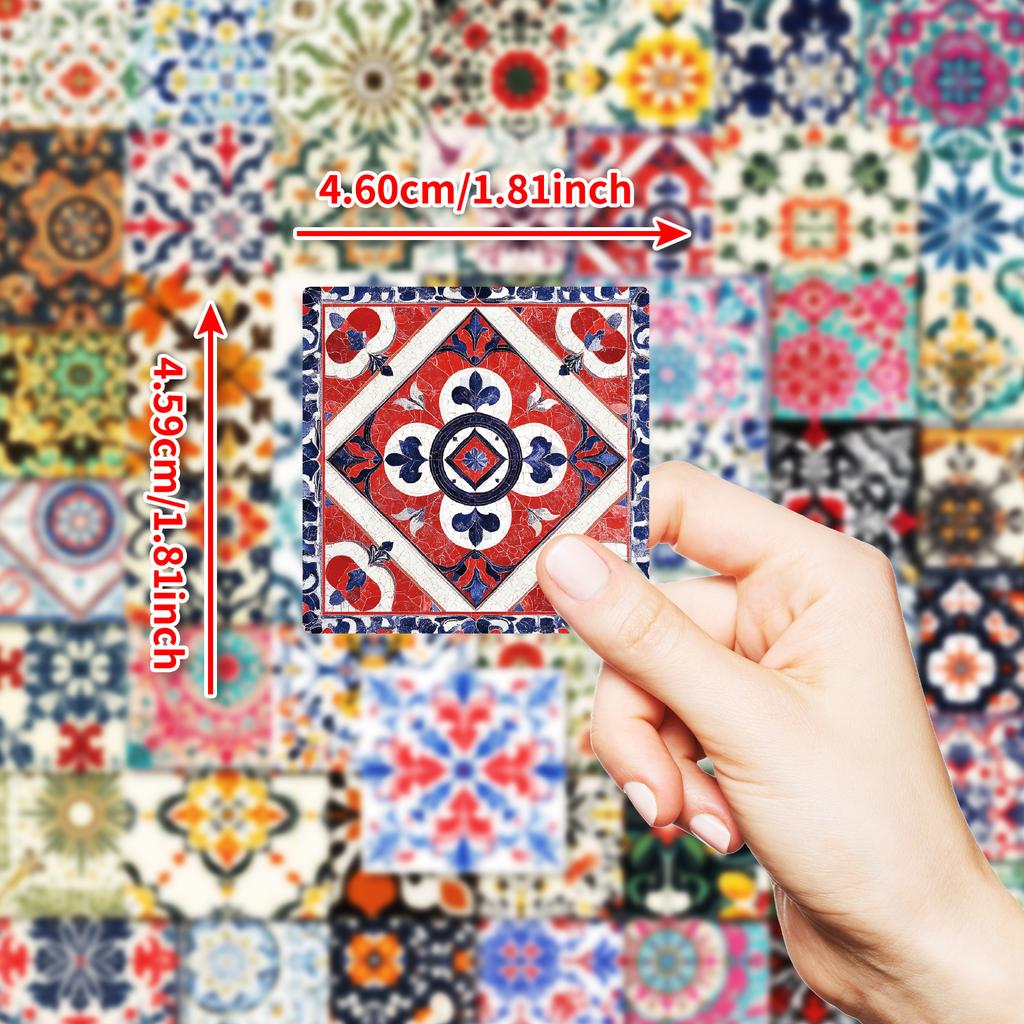 New 50 Exotic Retro Floral Tiles Stickers for Decorative Mobile Phone Case Skateboard Tablet Decoration