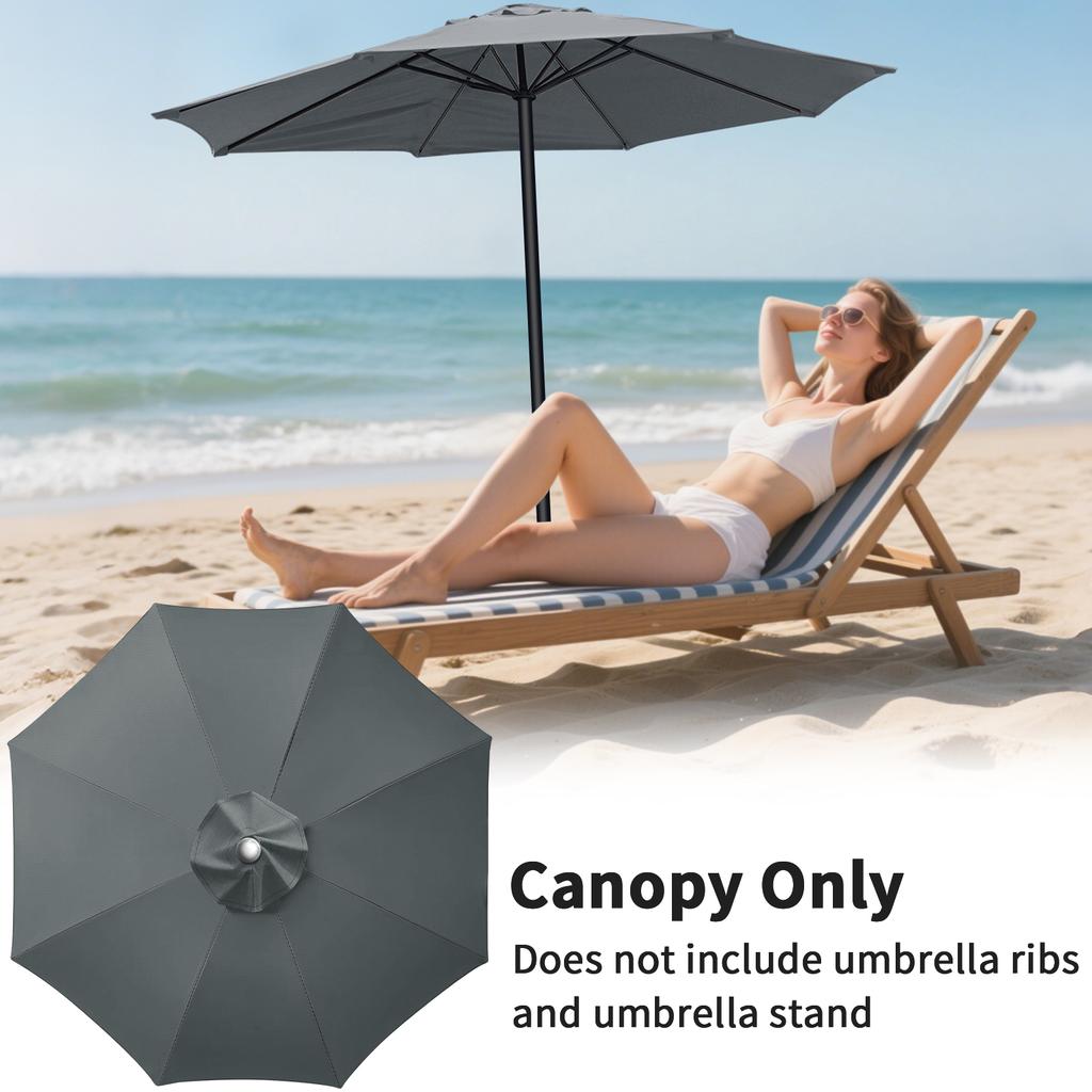 6/8 Ribs Replacement Parasol Canopy Waterproof Weatherproof UV-Anti Parasol Replacement Canopy Cover Large Patio Umbrella Cloth