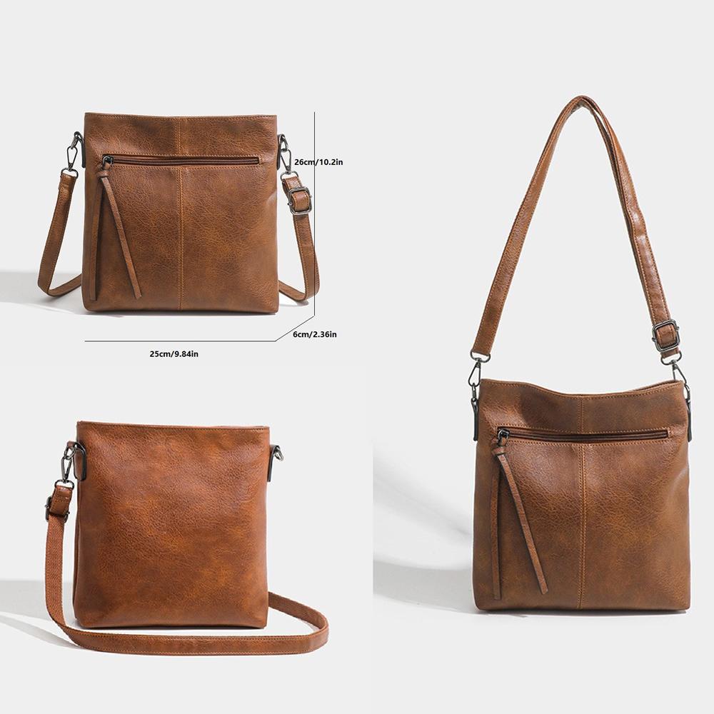 Fashionable new retro PU leather shoulder bag, casual crossbody bag, men s and women s universal shoulder crossbody bag коричневый