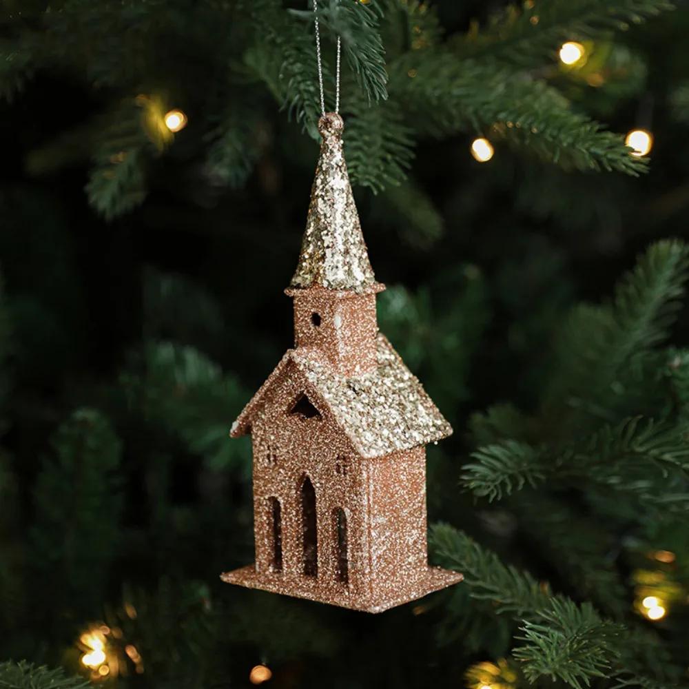 Gold Christmas Hanging Decoration Shimmering Plastic Hanging Pendants Crown Xmas Tree Party Supplies Christmas Tree Ornament