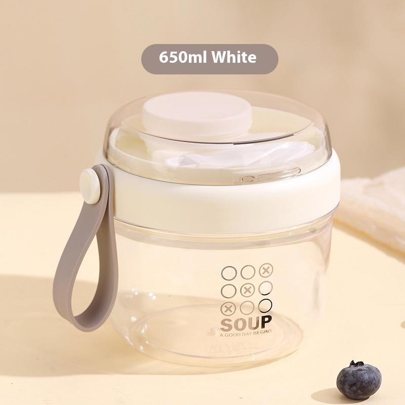 650Ml Portable Handheld Breakfast Cup Yogurt Bowl Leak Proof Salad Bento Lunch Box With Spoon