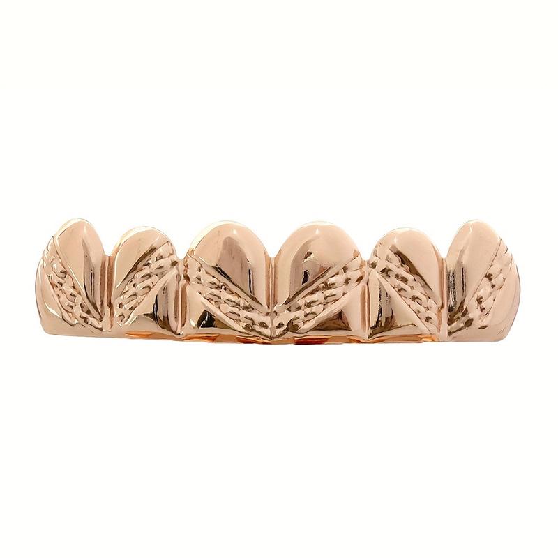 18K Gold Plated Kupfer Hip Hop Grillz mit Köperbindung - Oberes und Unteres Set, Europäischer Bestseller
