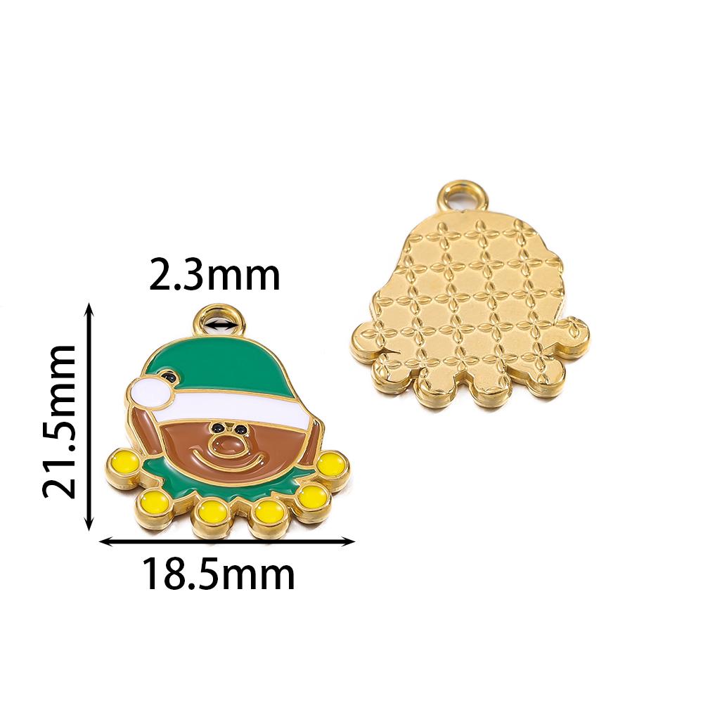 1pcs Stainless Steel Christmas Charms Gold Color Santa Claus Christmas Tree Enamel Pendants For DIY Earrings Necklaces Making