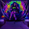 Cyberpunk Skull Candle Tapestry, Neon Goth Girl Wall Hanging for Bedroom Dorm E-sports Room Decor