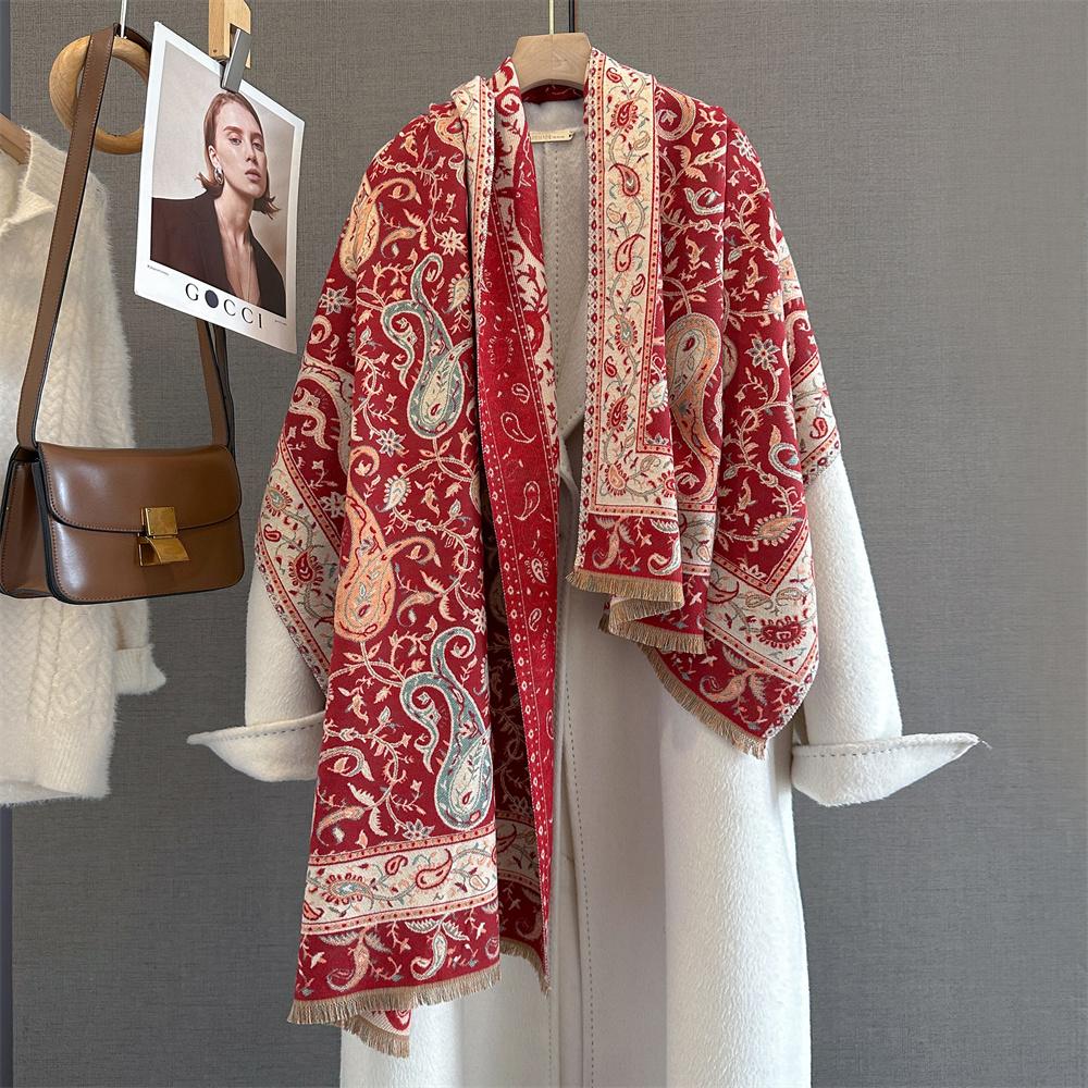 Warm Winter Cashmere Scarf Women Paisley Print Shawl Wrap Soft Pareo Elegant Poncho Femal Thick Warm Blanket Echarpe Pashmina