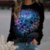 Spring and Autumn Round Neck Rose Flower 3D Printed Top Fashionable Casual Long Sleeved Women's T-shirts