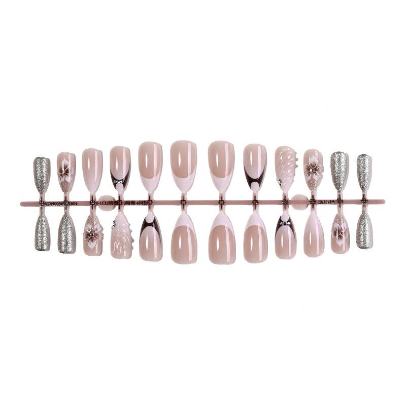 3D Almond Press On Nails, Hot-selling In Europe & America. Pure Handmade Boutique Fake Nails with Vivid 3D Floral Design.