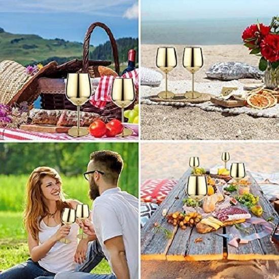 Stainless Steel Stemmed Wine Glasses 350 Ml, Unbreakable Wine Glass Goblets, Gift for Men and Women,