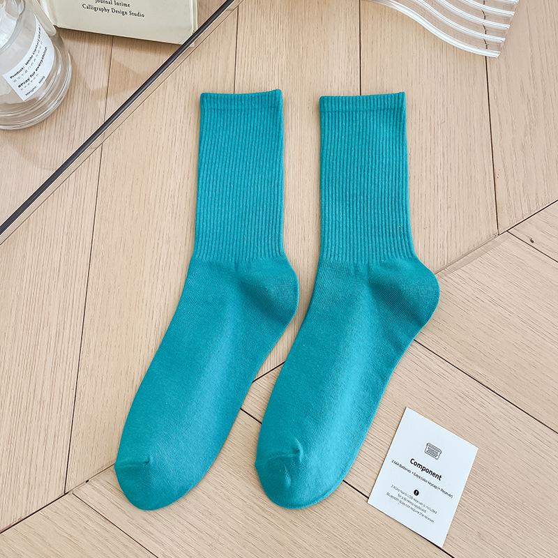 Bunte Damen Baumwoll Kniehohe Tanzsocken: Macaron Bonbonfarbe, Wadenlang, Japanischer Stil