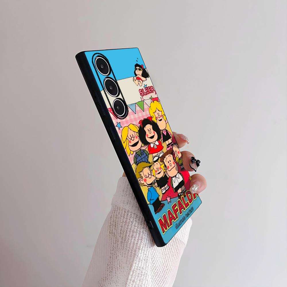 Cartoon M-Mafalda Cute Girl Phone Case For Samsung Galaxy S25 S24 S22 S23 Ultra S21 S20 Plus 5G Frosted Non-Slip Full Soft Cover
