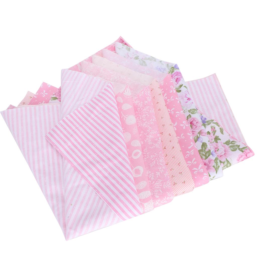 6Pcs Cotton Fabric Twill Printing Cloth Quilting Sewing Craft 50x40cm(Pink(6 colors) )