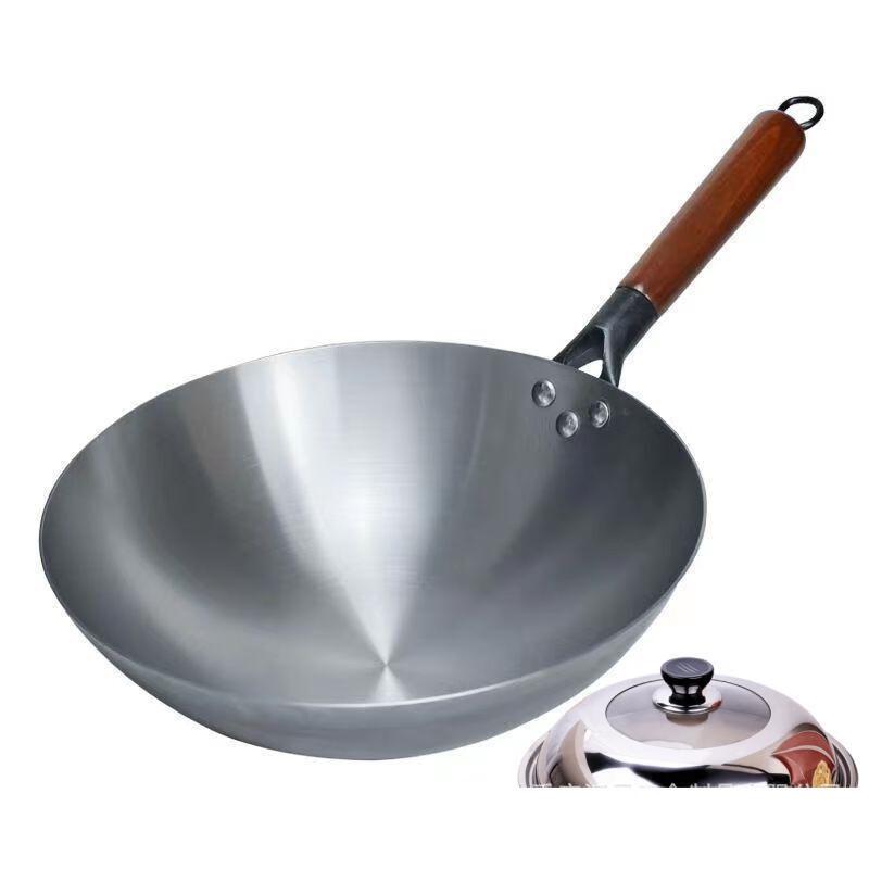 Wutuo 38cm Stainless Steel Round Bottom Wok Set
