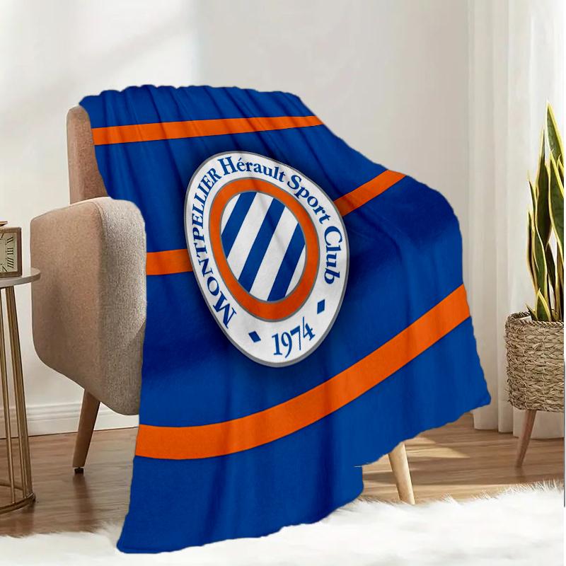 Montpellier Sc Crest Blanket Lightweight Ideal Bedding Blanket Perfect for Travel, Camping, Living Rooms, Offices, Sofas, Fan Christmas gift